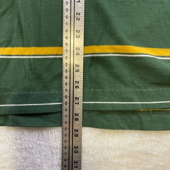 Large Aeropostale Slim Fit Green Polo Long Sleeve Yellow Striped - Picture 4 of 11